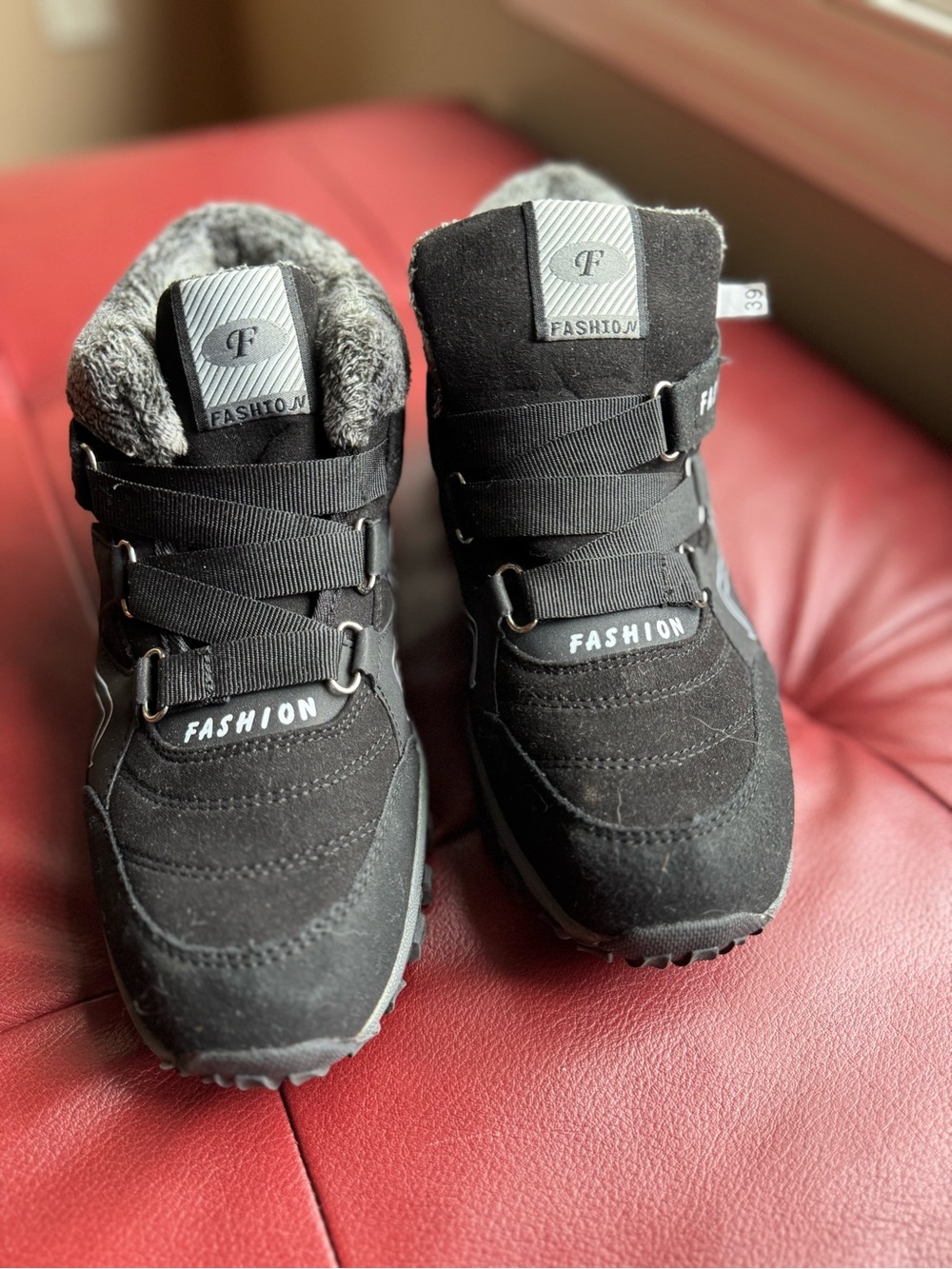 Women's Black Winter Ankle Boots with Faux Fur Lining